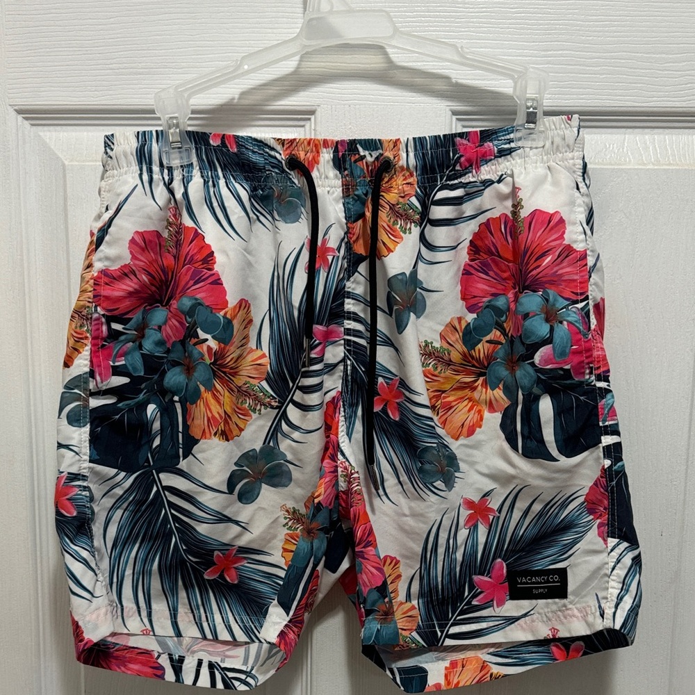 Men's Floral Board Shorts - White and Pink